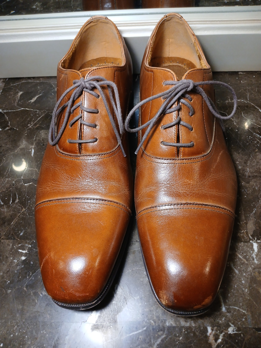 Florsheim Tan Leather Cap-Toe Oxfords